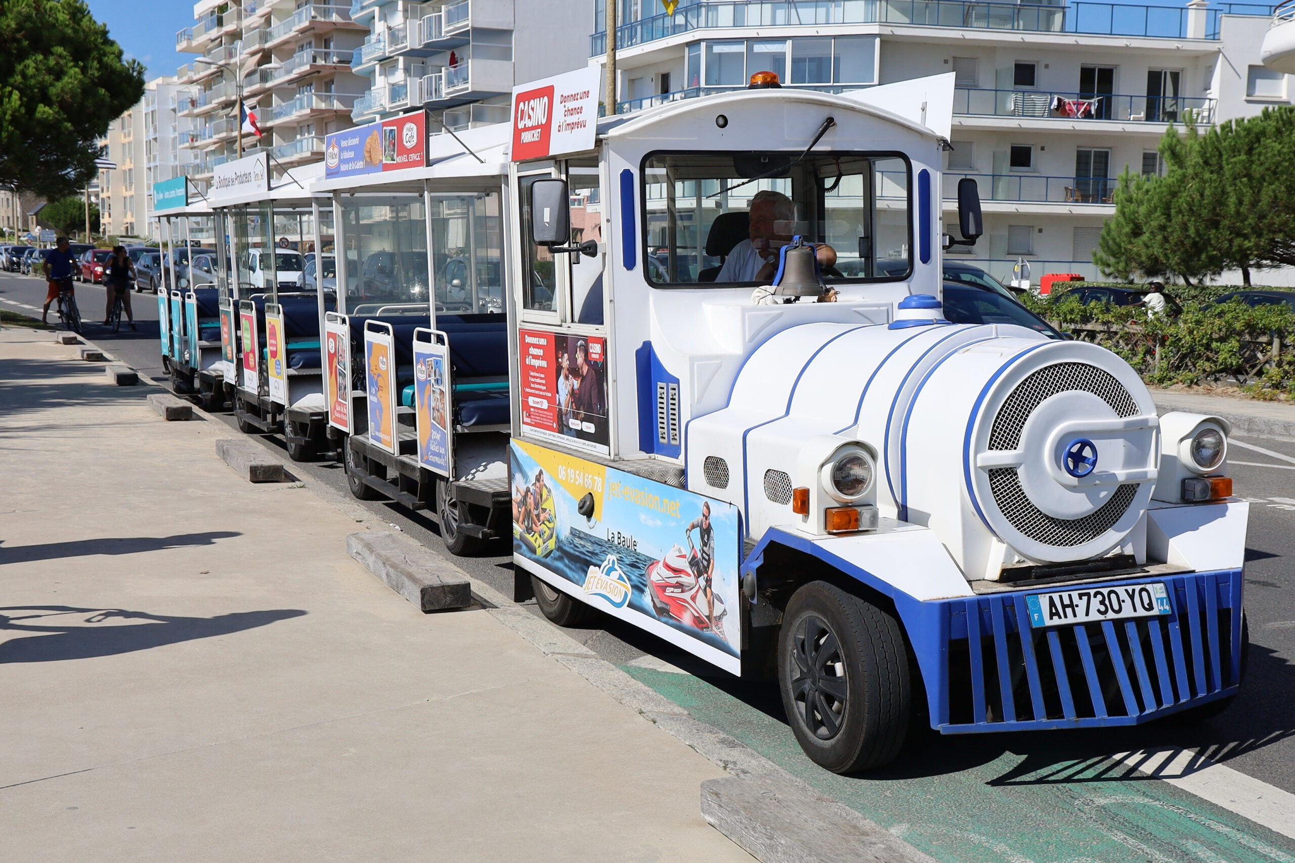 Small tourist train, town of Pornichet, Loire Atlantique department, France